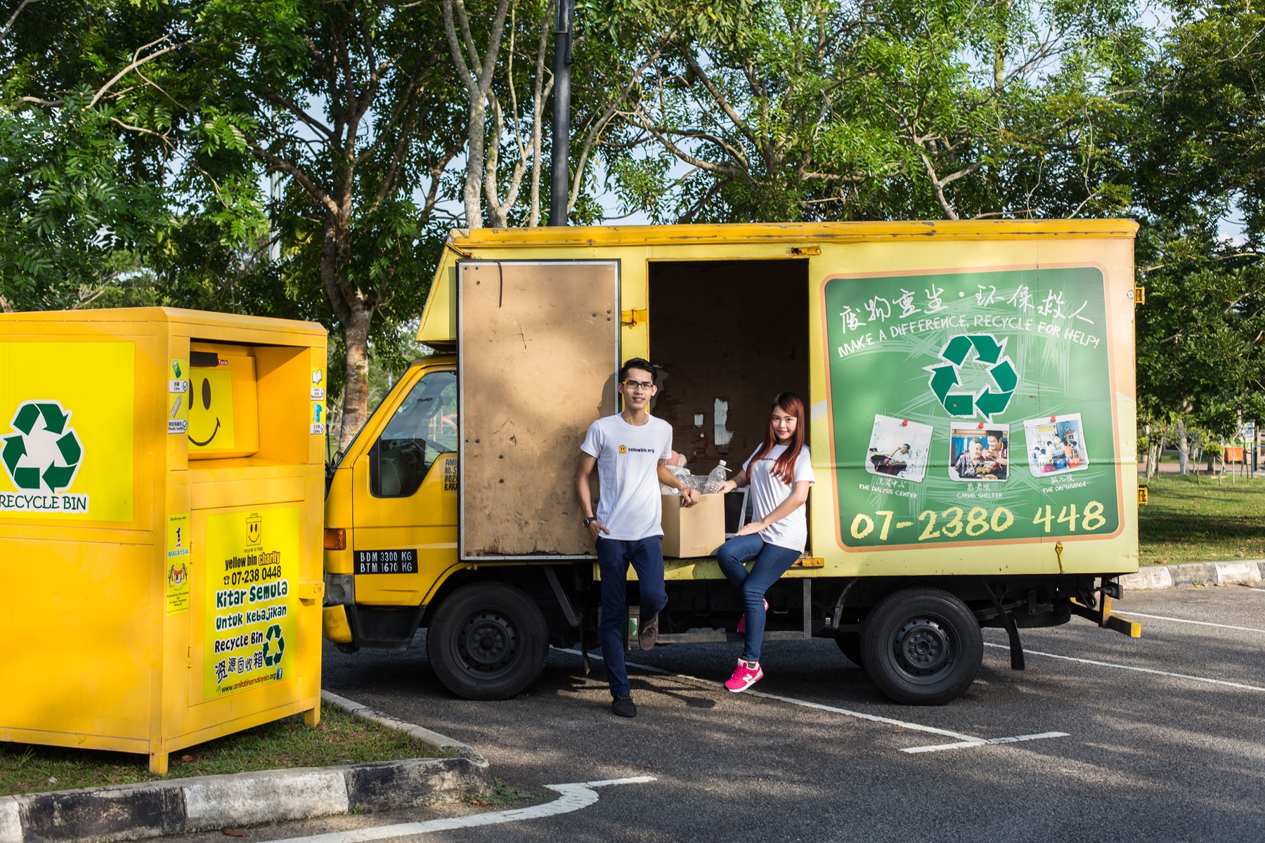 Yellow Bin team and truck