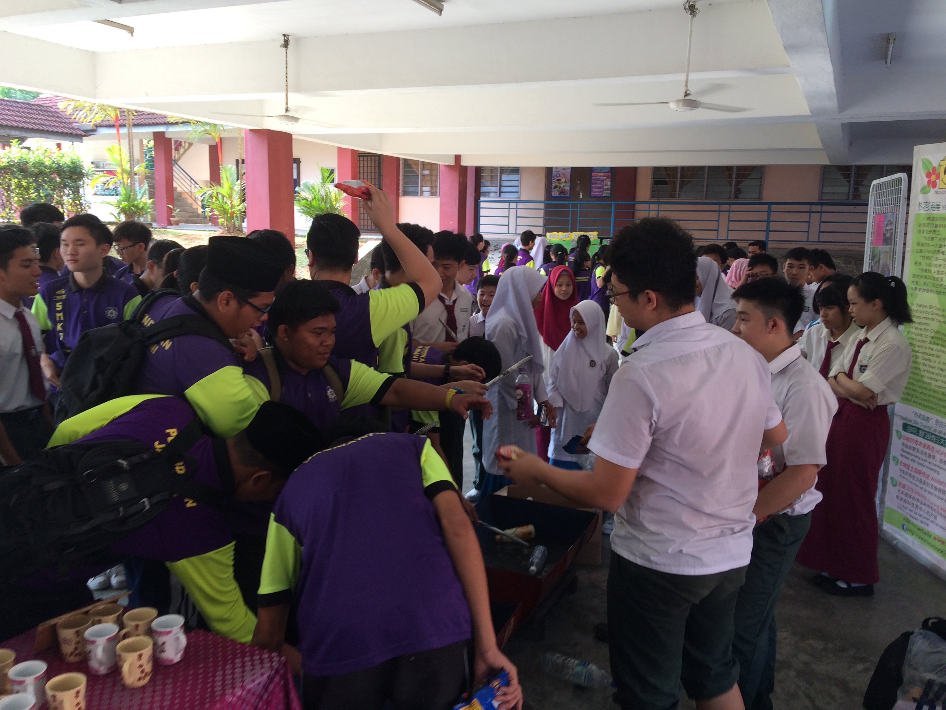 Yellow Bin textile recycling awareness event at SMK Mount Austin, Johor Bahru