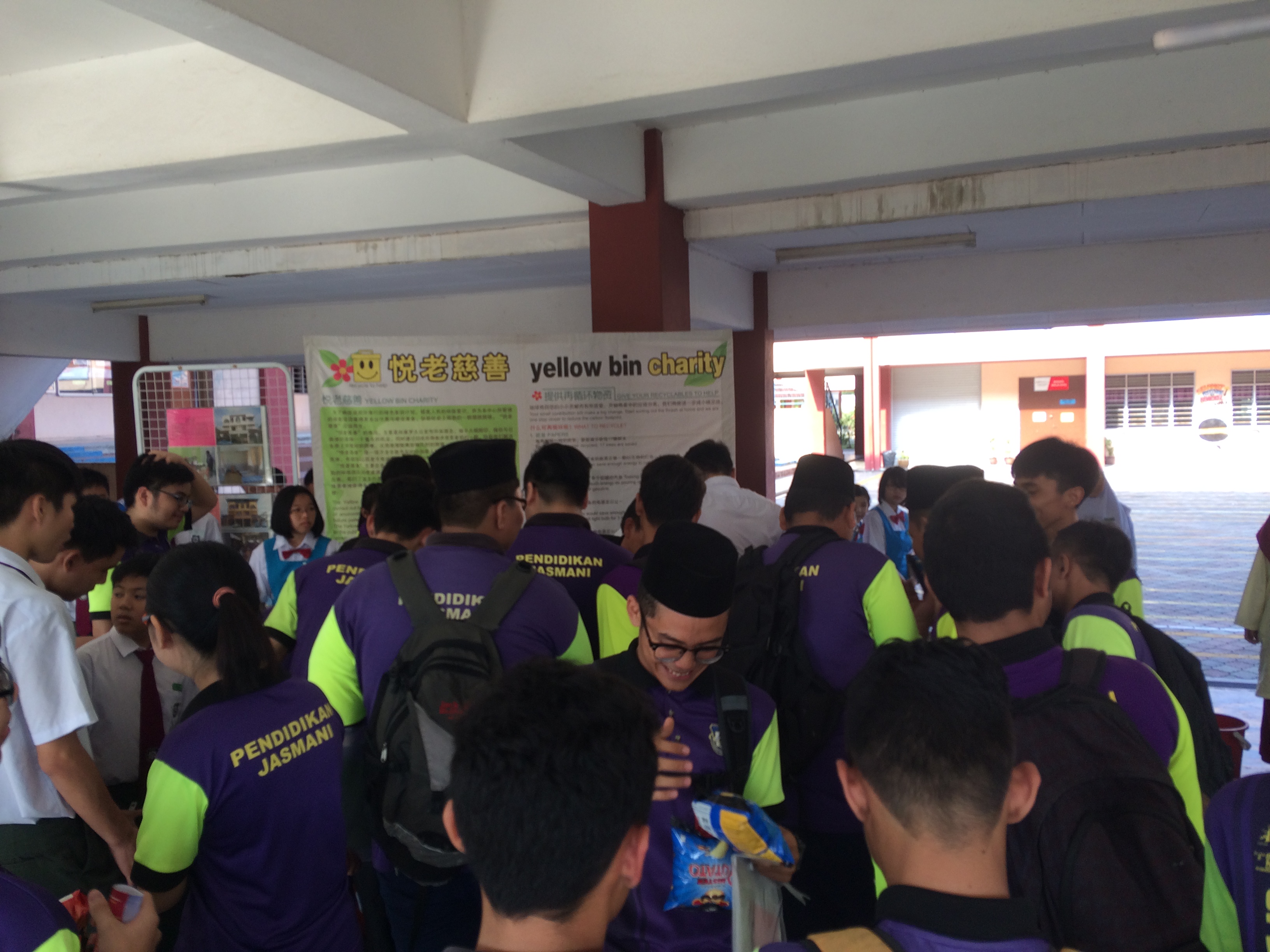 Yellow Bin textile recycling awareness event at SMK Mount Austin, Johor Bahru