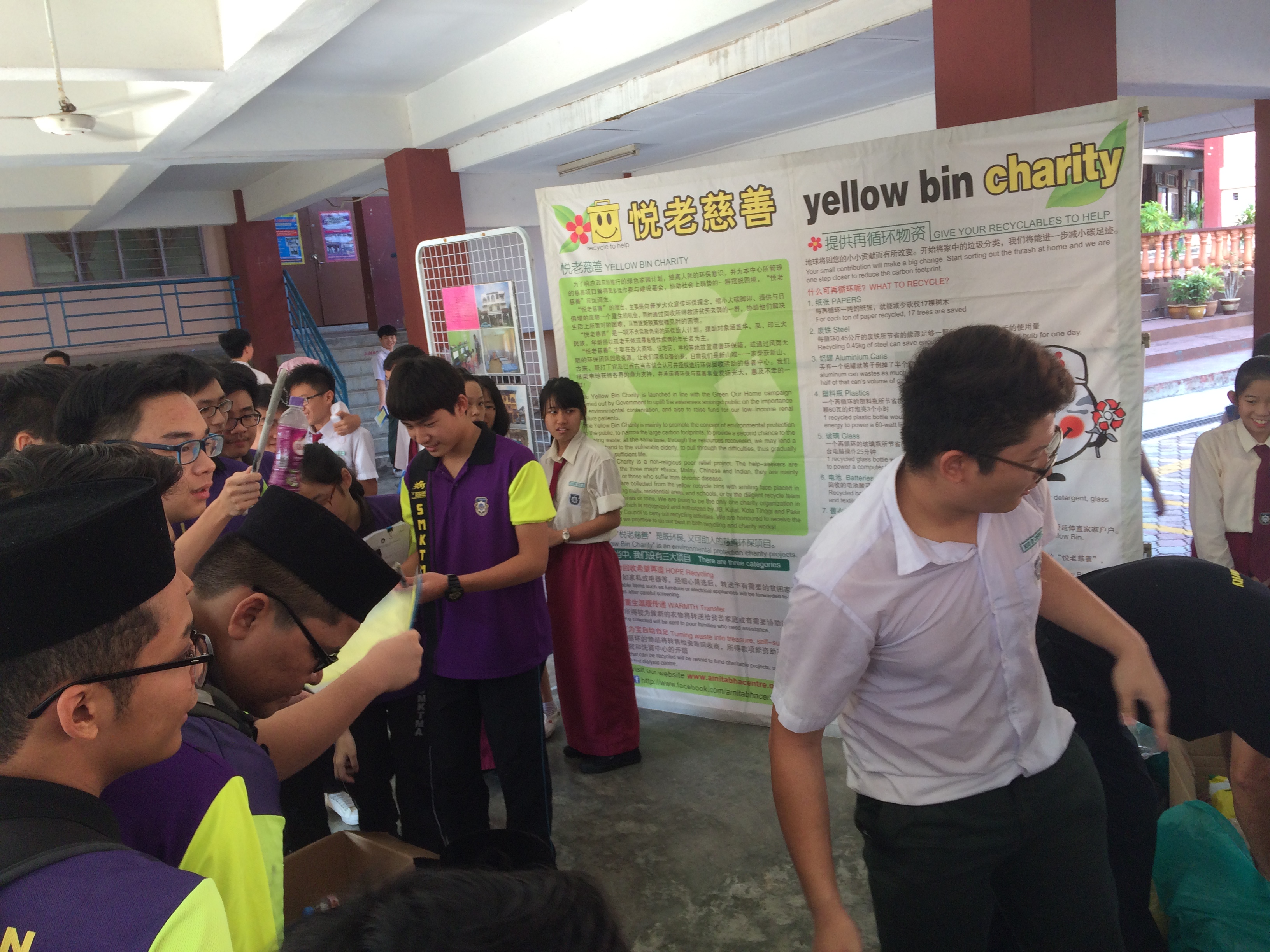 Yellow Bin textile recycling awareness event at SMK Mount Austin, Johor Bahru